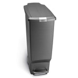 simplehuman Slim Plastic Step Trash Can, Grey Plastic, 40 L / 10.6 Gal