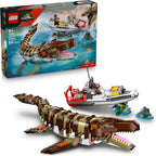 LEGO Jurassic World Brick-Built Mosasaurus Boat Mission Toy Dinosaur Set 76974