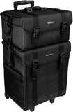 SHANY Cosmetics 2 Compartment Soft Black Rolling Trolley Makeup Case, 28 Inch