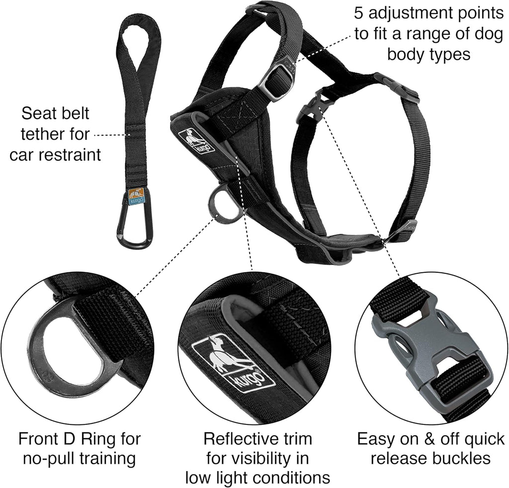 Kurgo TruFit Smart Harness Dog Harness Black XLarge