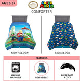 Franco Kids Bedding Super Soft Microfiber Reversible Comforter, Twin/Full, Mario