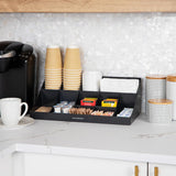 Mind Reader 11 Compartment Breakroom Coffee Condiment Organizer, Black