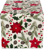 TABLE RUNNER-14X72IN/POINSETTIA & CHRISTMAS DII 853/HOLLY CHRISTMAS