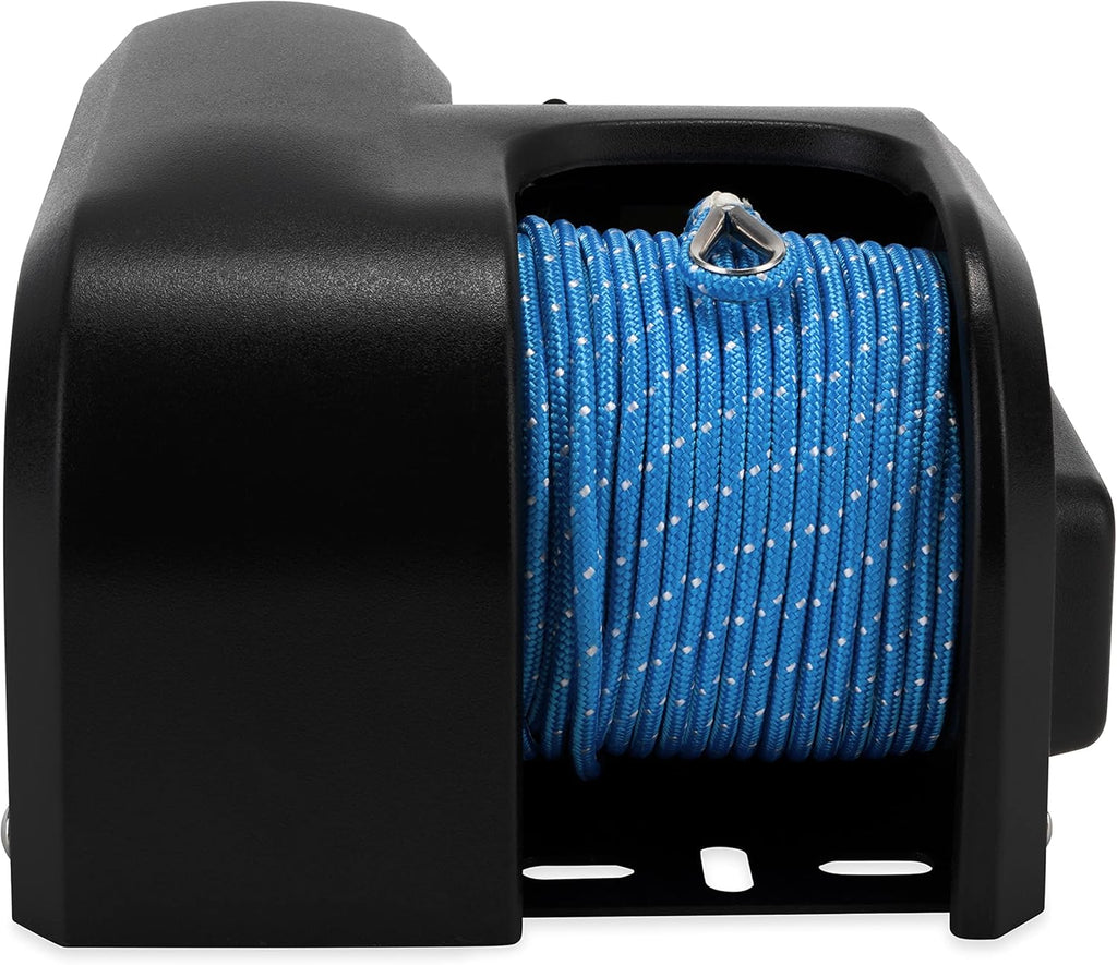 Trac Outdoors AnchorZone 20 Electric Anchor Winch - Anchors Up to 20 lb. - Includes 100-feet of Pre-Wound Anchor Rope with Use (69000), Black