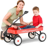 Roadmaster R6221T Kids and Toddler Classic 34-Inch Steel Pull Wagon, 8-inch Wheels, Red/Black