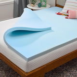 Linenspa LS20FF30GT 2 Inch Gel Infused Memory Foam Mattress Topper, Full Blue
