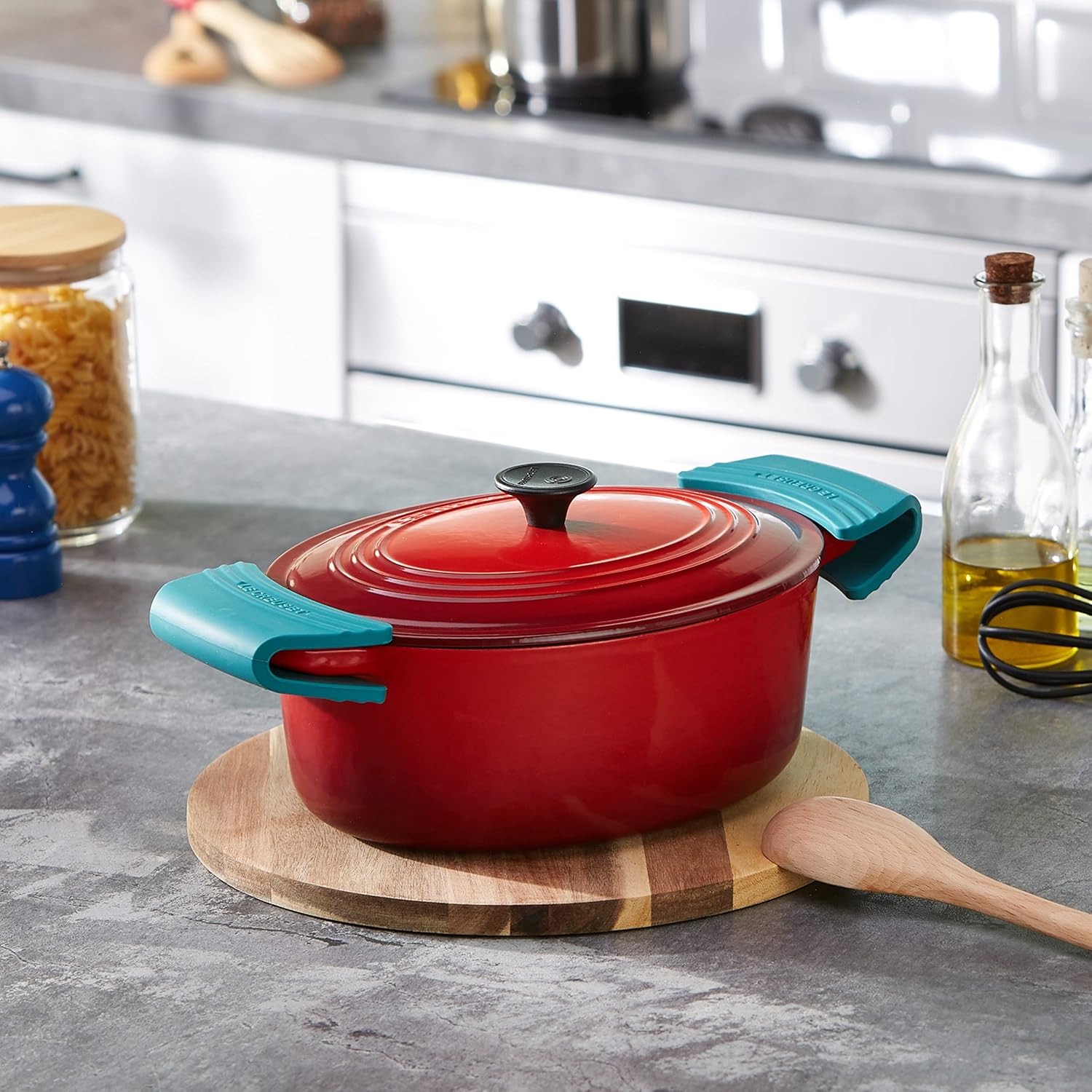 Le Creuset Side Handle Grip Caribbean Blue 2 Pieces Secondary image