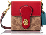 COACH Womens Lunar New Year Square Crossbody Bag 10 In Signature Canvas Brass/Tan Electric Red Multi, S,C2442