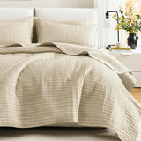 Comfort Spaces Kienna Quilt Set Ivory Coverlet King 104inx90in 3 Piece