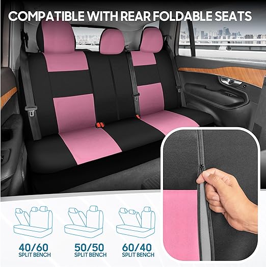 BDK PolyPro Pink Car Seat Covers for Women Full Set – Front and