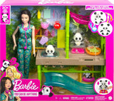 Barbie Careers Playset, Baby Panda Care & Rescue Set with Vet Fashion Doll, 2 Color-Change Pandas & 20+ Accessories