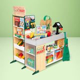 Melissa & Doug Freestanding Wooden Fresh Mart Grocery Store (Wooden Grocery Stand, Ample Shelving, Creative Playtime, 42” H x 27.5” W x 35” L)