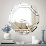 FYWDGLART Hlartdecor Helicoid Frameless Beveled Wall Decorating Mirror 31.5X31.5in Silver Polished HFY Hexagon Decorative Mirror