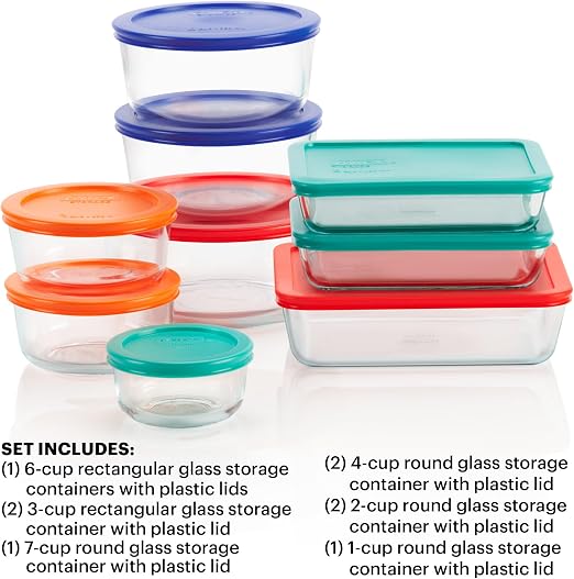 Pyrex 18 Piece Simply Store Food Storage Set, Clear
