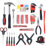 Stalwart 75 HT1086 Household Hand Tools 86 Piece Tool Set With Roll Up Bag Hammer Wrench Screwdriver Set Pliers Great for the Home or Car Red