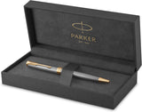 PARKER 1931492 Sonnet Ballpoint Pen,Medium Point Black Ink, Prestige Chiselled Silver with Gold Trim