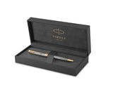 PARKER 1931492 Sonnet Ballpoint Pen,Medium Point Black Ink, Prestige Chiselled Silver with Gold Trim