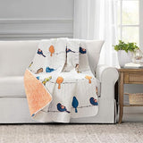 Lush Decor Rowley Birds Reversible Throw Blanket, 50" W x 60" L, Multi - Colorful Floral Bird Print