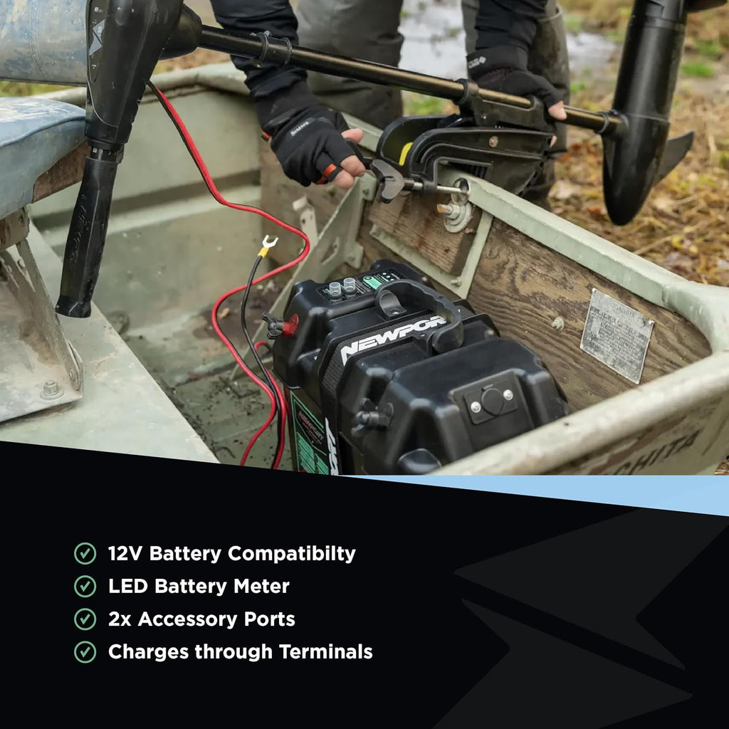 Newport Vessels Smart Trolling Motor Battery Case With USB DC Ports Black M 23M1000401