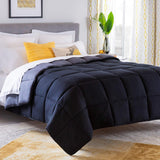 Linenspa LS70OQBKGRMICO Reversible Down Alternative Quilted Oversized Queen Comforter, Black/Graphite