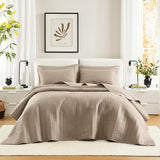 Comfort Spaces Kienna Quilt Set Oversized King 120in X 118in Taupe