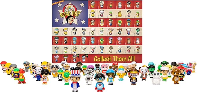 Ryan’s World Road Trip 53 pc Complete Figure Set + Bonus Figure, Mystery Figures For All 50 States, Ultra-Rare Figures, Surprise Exclusive Micro Figure, State Stickers, USA Map Main image