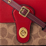 COACH Womens Lunar New Year Square Crossbody Bag 10 In Signature Canvas Brass/Tan Electric Red Multi, S,C2442