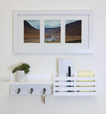 kieragrace KG Sydney Wall Shelf and Mail Holder with 3 Hooks - White, 24"