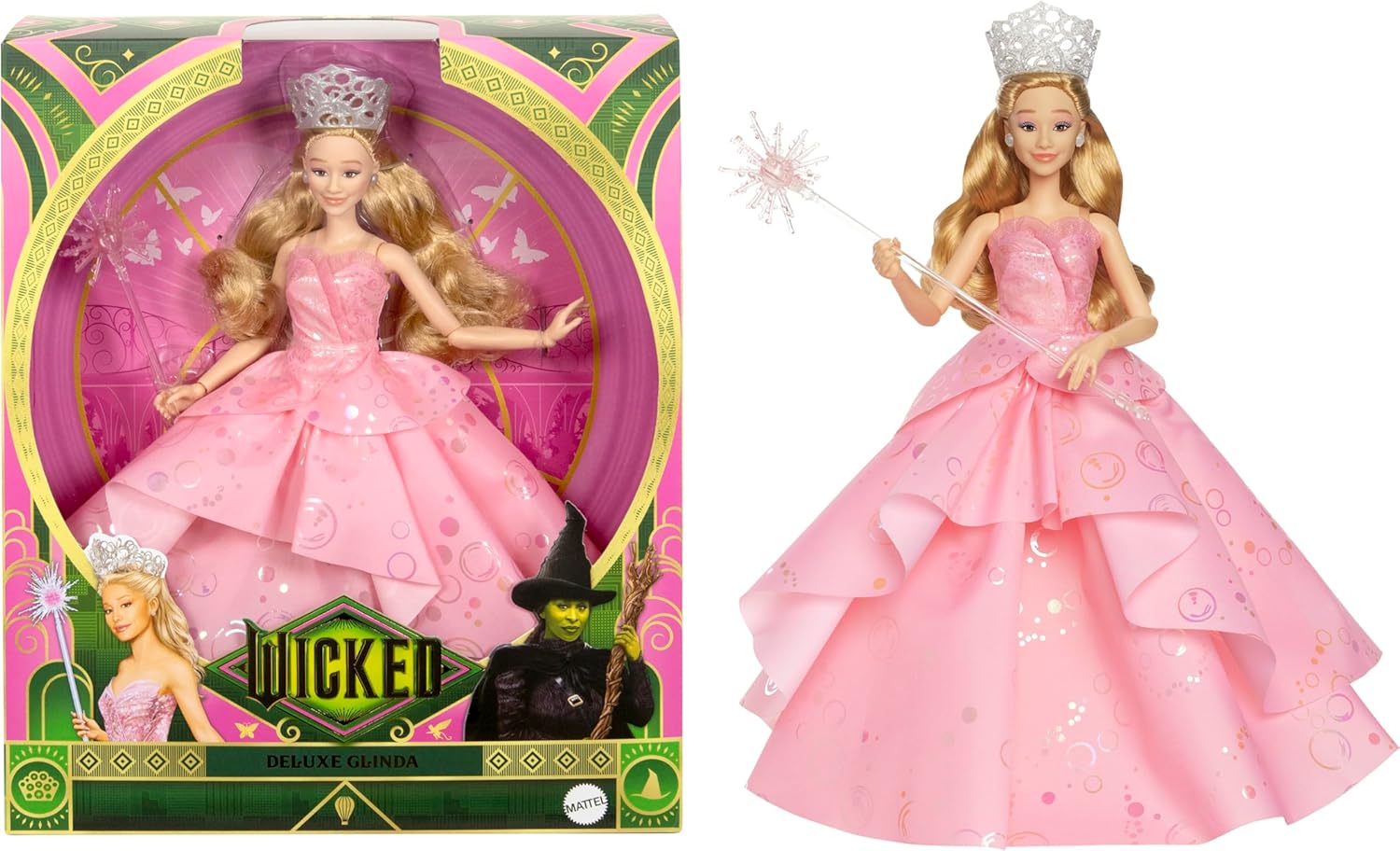 Mattel Universal Wicked Deluxe Glinda Fashion Doll & Accessories Including Crown & Scepter, Movie-Inspired Look with Posability Main image