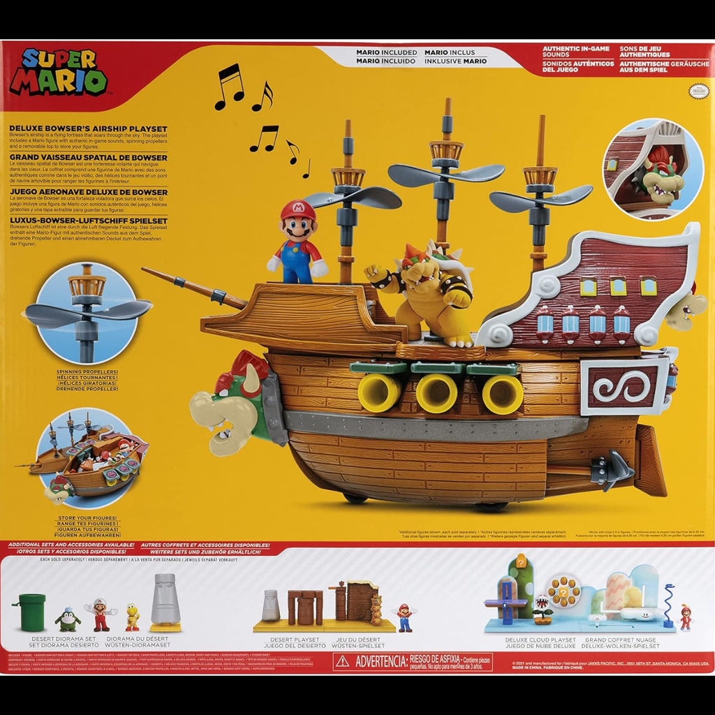 SUPER MARIO Deluxe Bowsers Air Ship Playset With Mario Action Figure