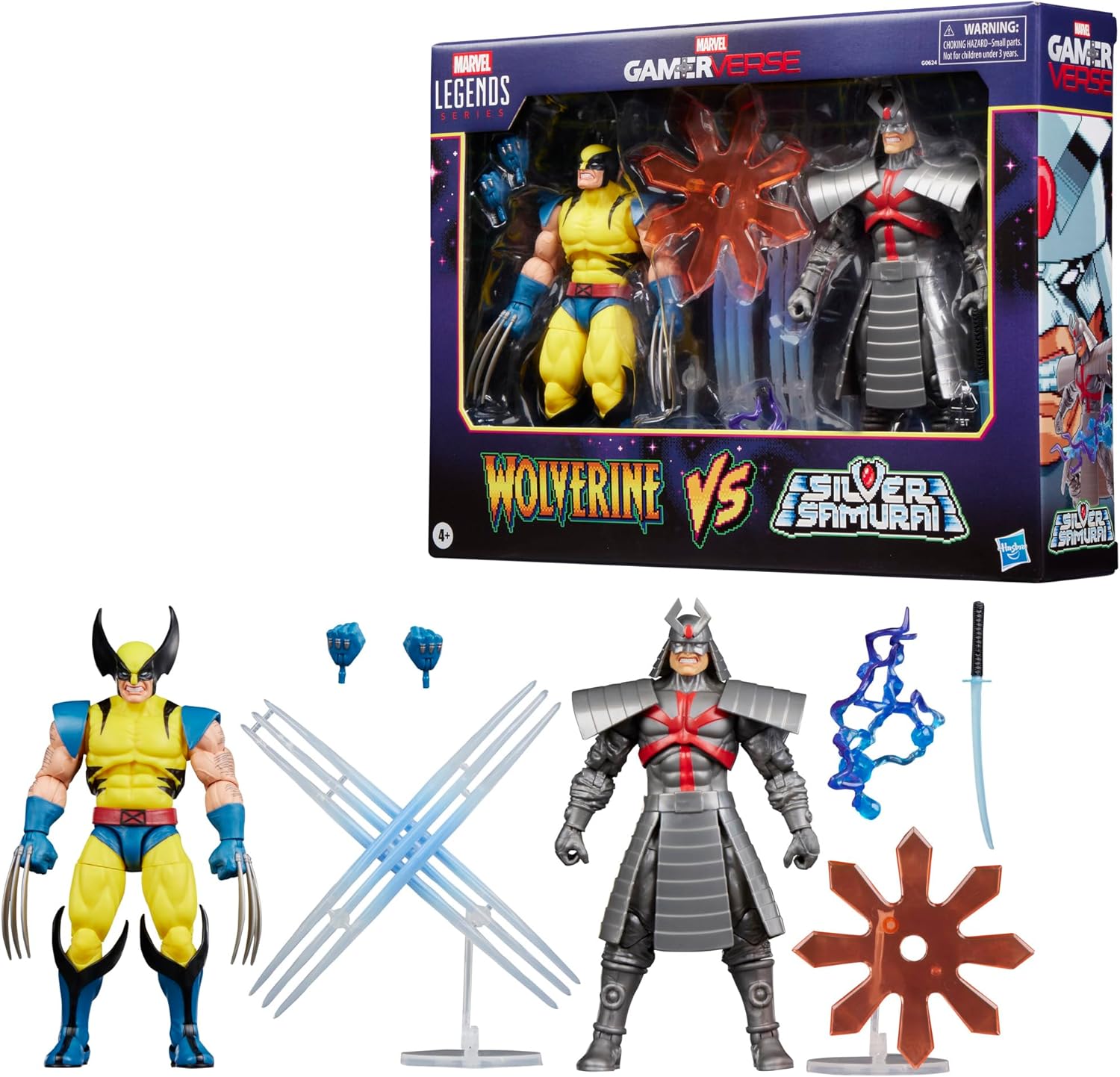 Marvel Legends Series Gamerverse Wolverine vs Marvel Silver Samurai Action Collectible Figures