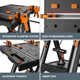 WORX Pegasus Multi-Function Work Table and Sawhorse with Quick Clamps and Holding Pegs – WX051