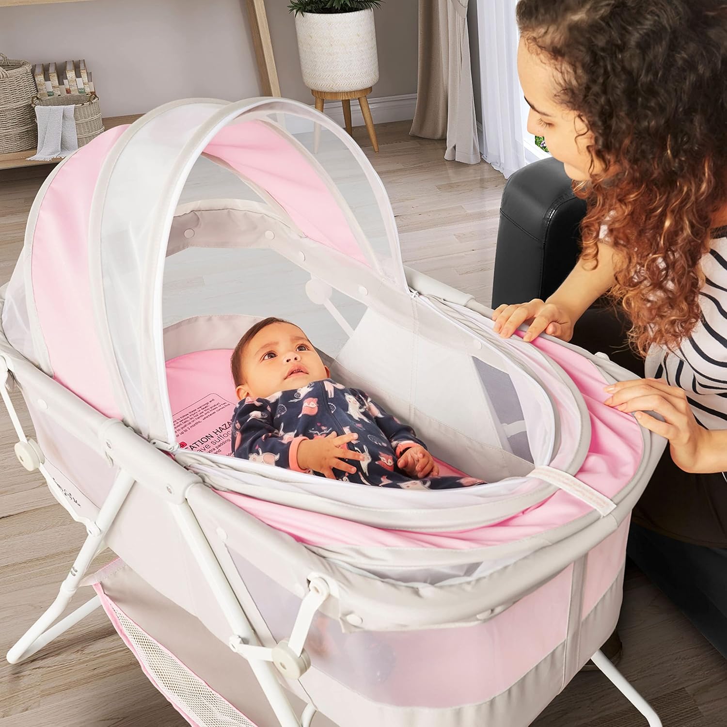 Dream On Me Karley Baby Bassinet GreyPink