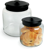 Anchor Hocking 88904 Montana Glass Jar With Fresh Sealed Lid Black Metal 1.5 Gallon