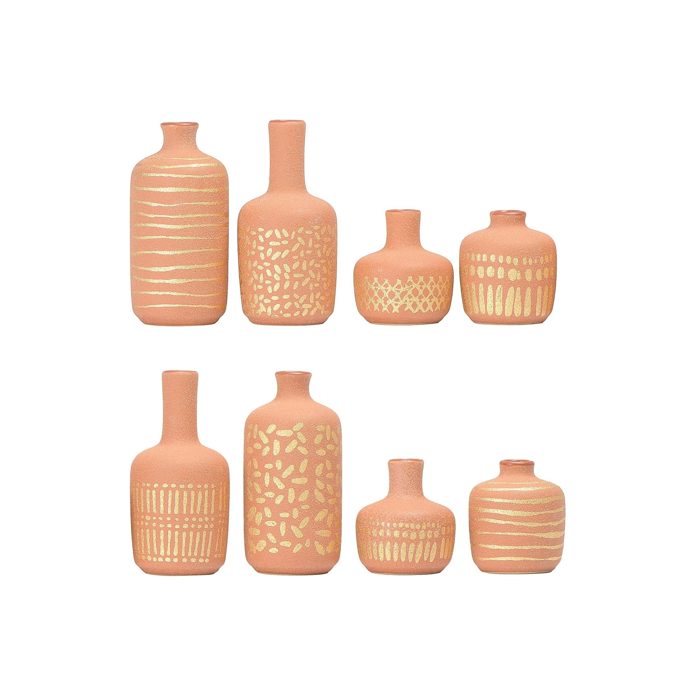 Main + Mesa Stoneware Vases with Gold Pattern, Set of 8 Secondary image