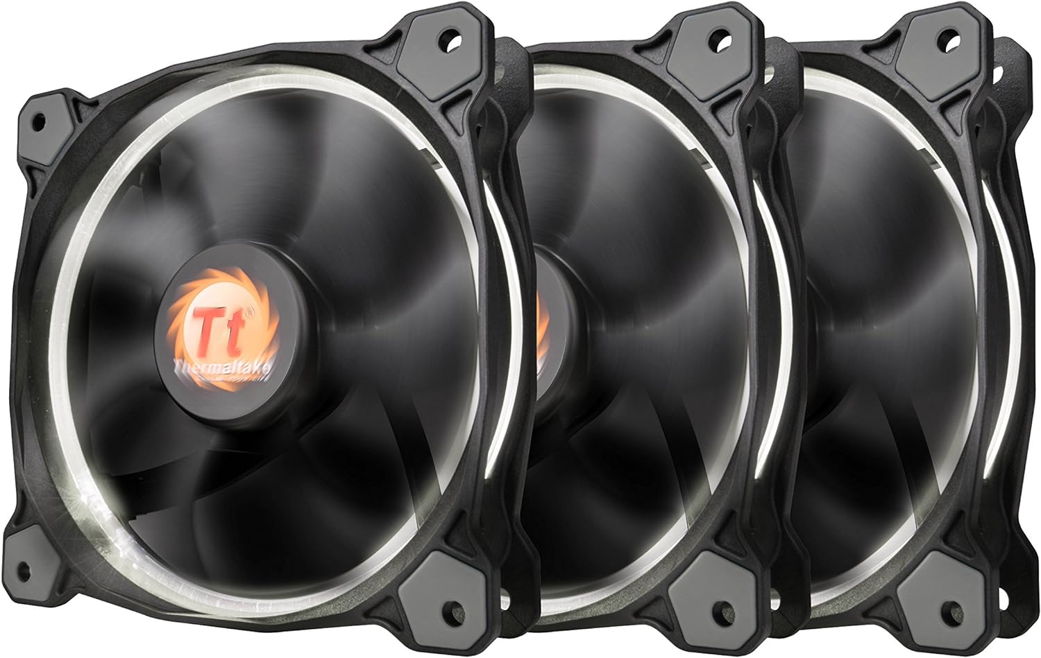 Thermaltake Riing 12 High Static Pressure Circular Ring White LED Case Fan Triple Pack Cooling CL-F055-PL12WT-A Main image