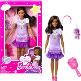 Barbie My First Preschool Doll, "Brooklyn" with 13.5-inch Posable Body & Black Hair, Plush Poodle & Accessories