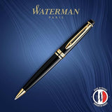 Waterman S0951700 Expert Black Lacquer with Golden Trim, Ballpoint Pen, Blue ink