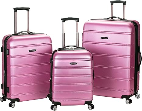 Rockland Melbourne Hardside Luggage 3 Piece set (20" 24" and 28") Pink Main image