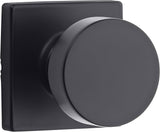 Kwikset Pismo Interior Passage Door Knob, Handle For Closet and Hallway Doors, Non-Locking Doorknob in Matte Black