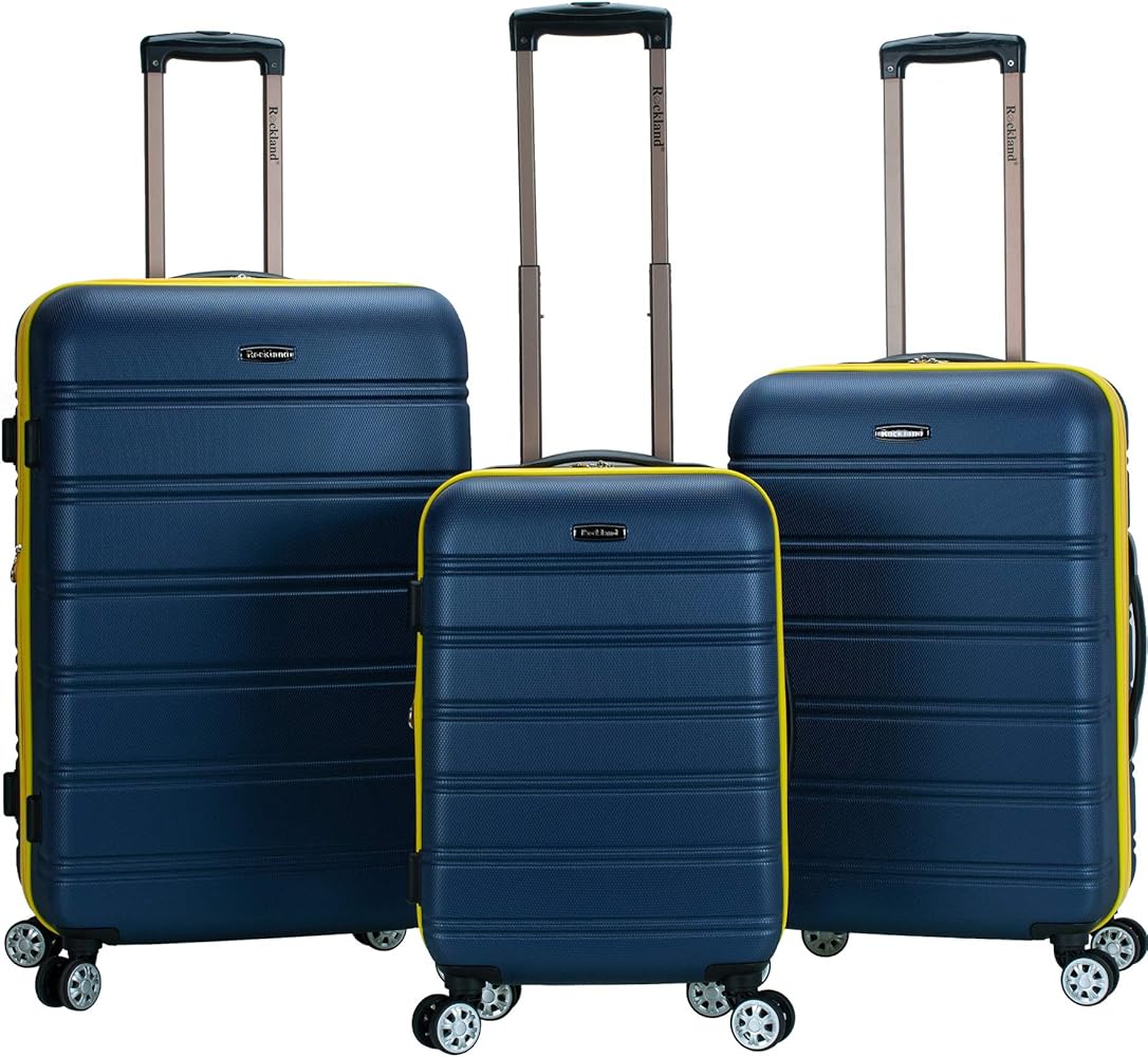 Rockland Melbourne Hardside Luggage 3 Piece set (20" 24" and 28") Navy Main image