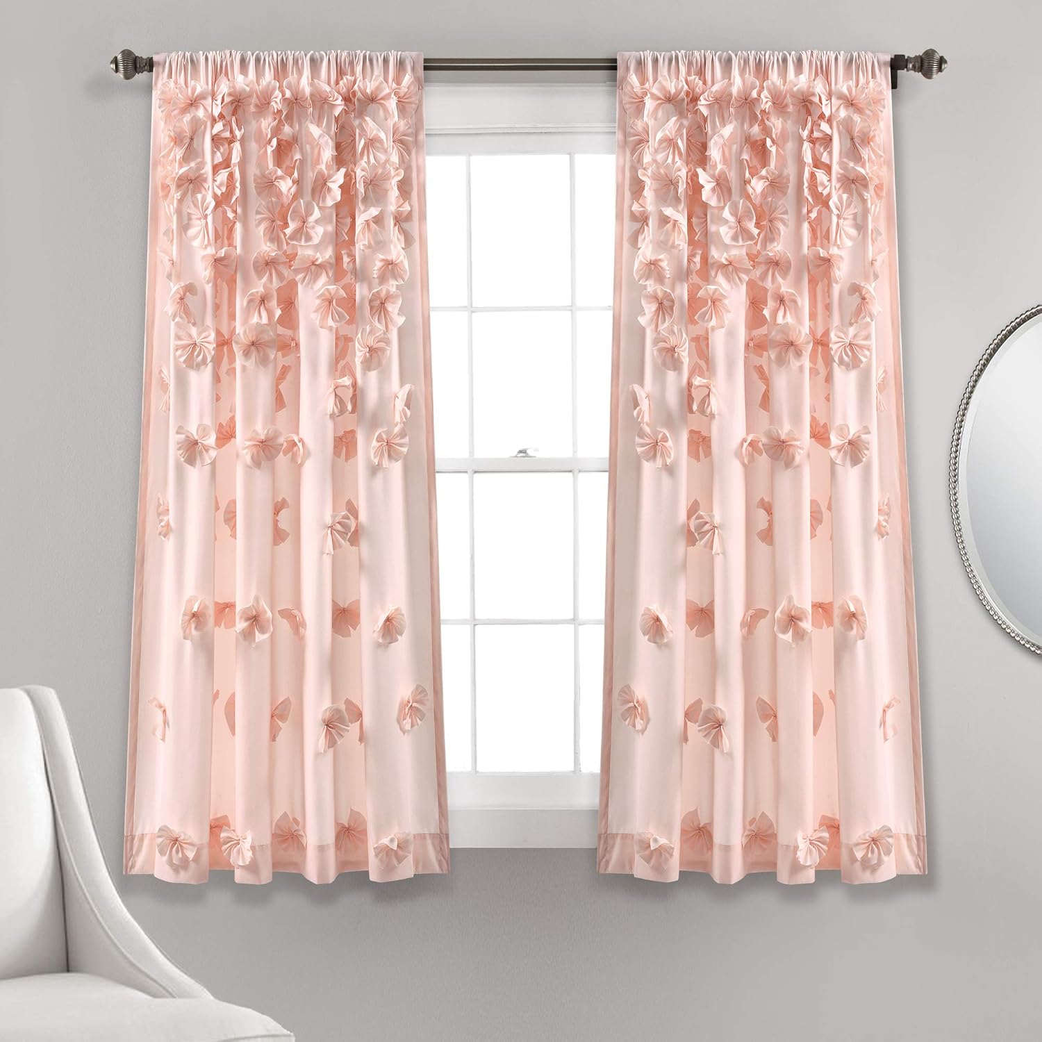Lush Decor Riley Window Curtain Panel  54in W X 63in L Blush Secondary image