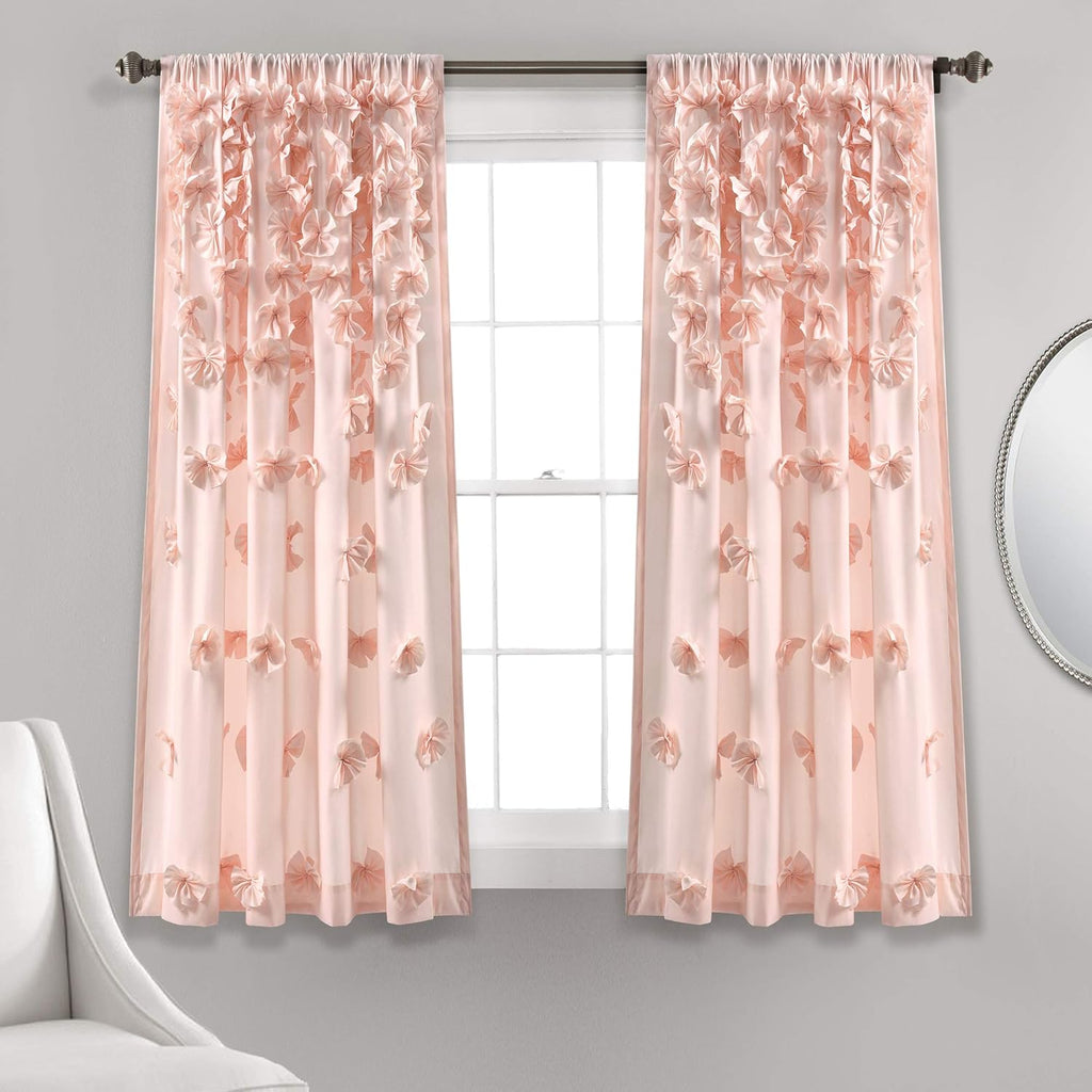 Lush Decor Riley Window Curtain Panel  54in W X 63in L Blush