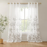 Madison Park Cecily Semi Sheer SINGLE Panel Window Curtain Burnout Botanical Print, Easy To Hang, Fits up to 1.25