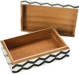 Creative CoOp Resin And MDF Lid And Pattern Inlay Black And White Storage Box