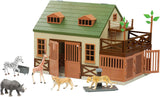 Terra by Battat – 15 Pcs Animal Hospital Pretend & Play Set - Openable Rooftop for Farm or Safari Animal Figurines