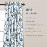 Lush Decor Dolores Light Filtering Window Panels Pair 52in W X 84in L Blue Toile Curtains Floral Bird Print