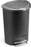Simplehuman SemiRound Step Trash Can Grey Plastic 50 L