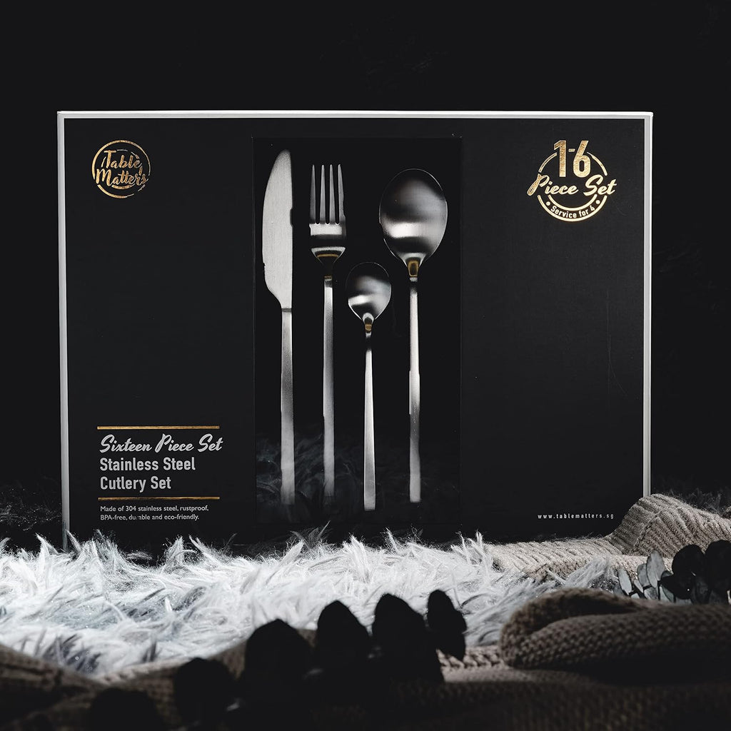 Table Matters  KN-6131- Cubic 16 Piece Stainless Steel Cutlery Set Matt Silver