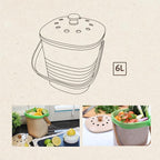 White Magic Eco Basics Compost Kitchen Waste Bin - 6L - Pebble